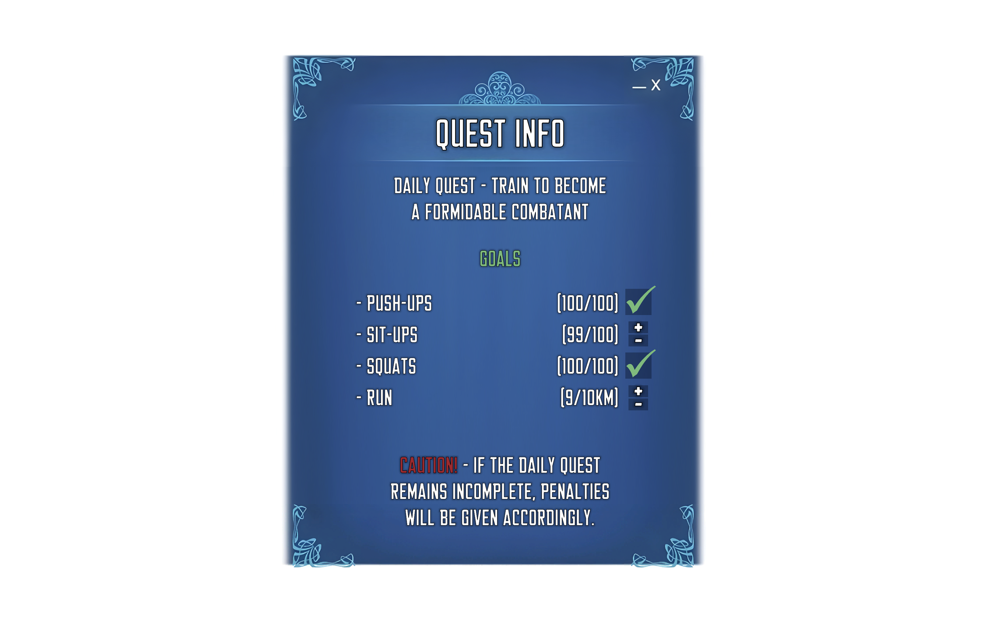 Daily Quest System recreated from Solo Leveling